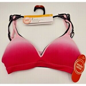 Wonder Nation T-Shirt Bras 2 Pk.  GIRLS Size 32 Ombrea Pink And Grey Speck